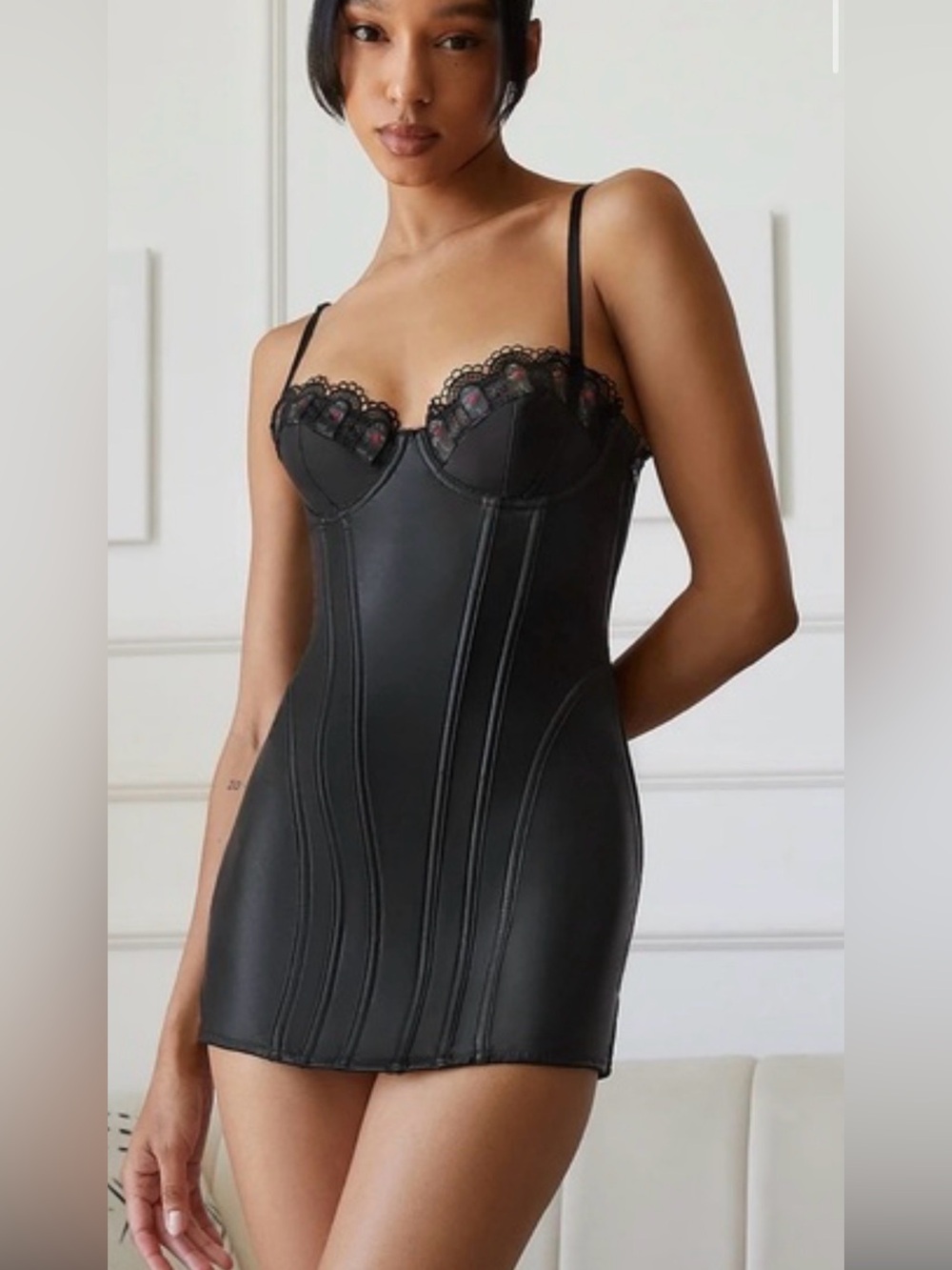 Savage X fenty Black caviar renaissance rose corset dress